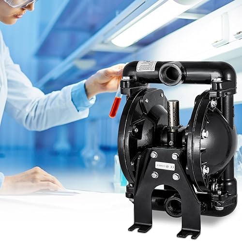 Miniatura 8 de Bomba de doble diafragma operada por aire 1 pulgada Salida de entrada Aluminio 35 GPM Max 120PSI, diafragma de nitrilo, QBY4-25L-1inch-35