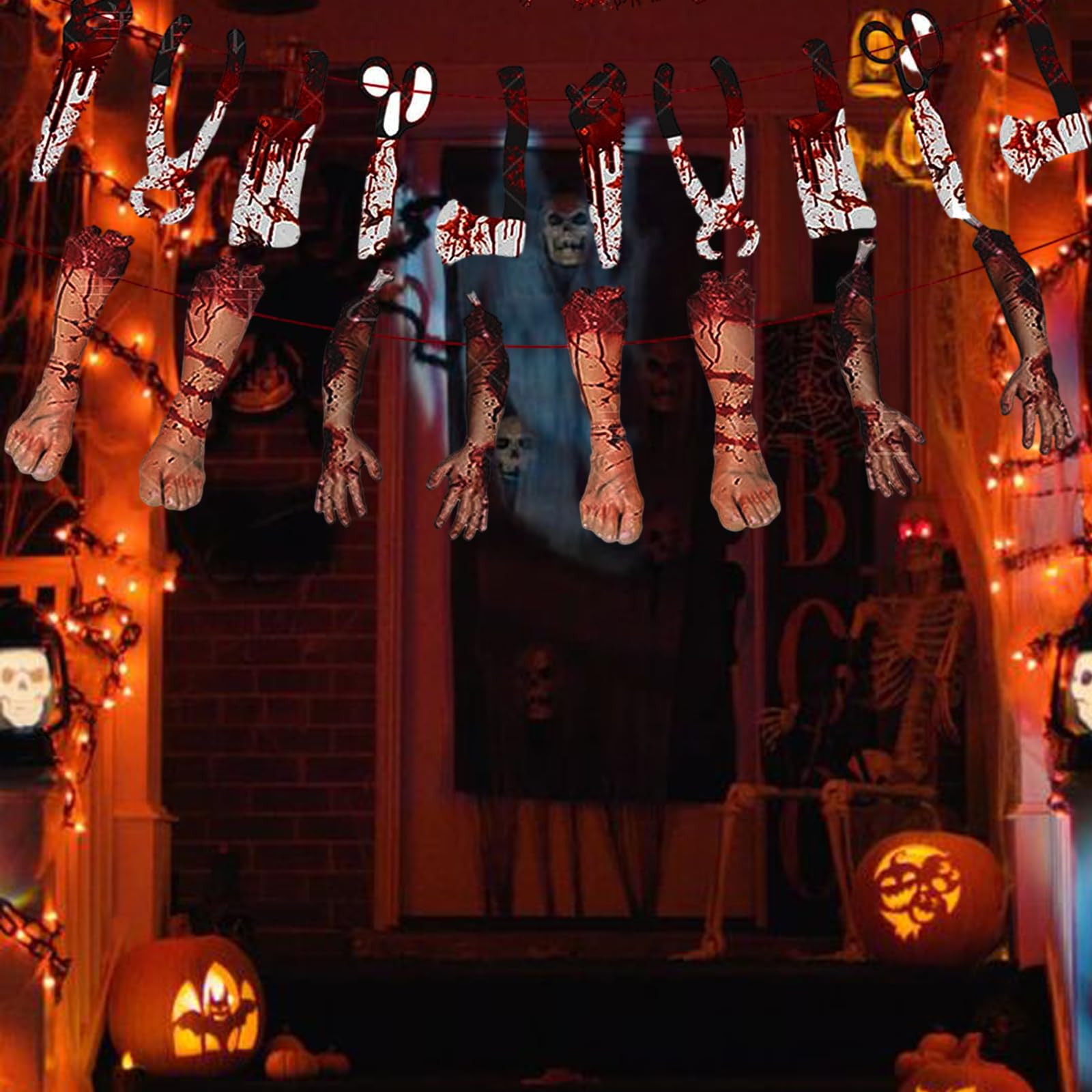 Blutige Halloween-Dekoration – Hängende Wirbel & Gruselkarten Für Horror-Partys