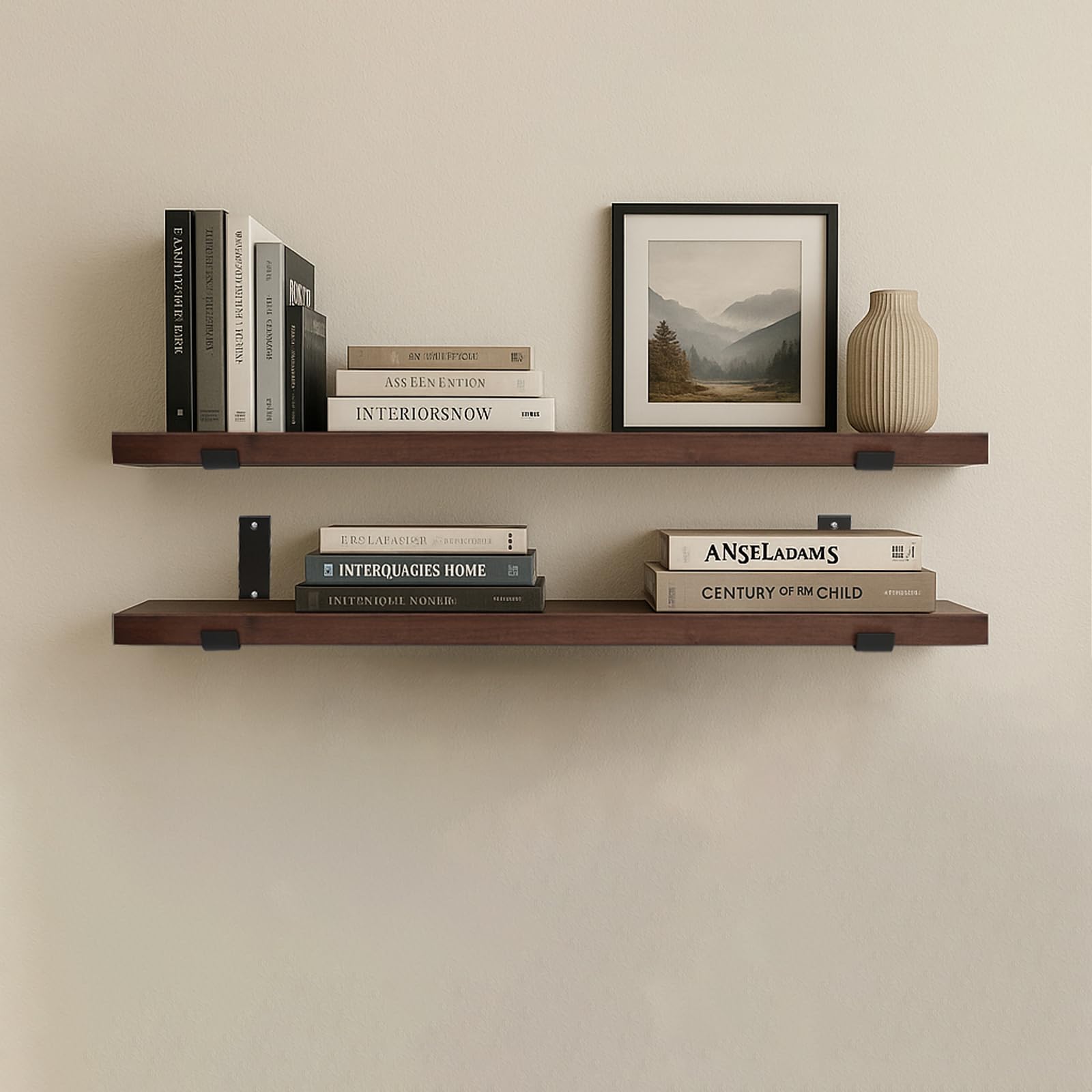 CONSDAN Floating Shelves for Wall Mounted Book Shelf Hanging Shelves Floating Bookshelf for Bedroom, Bathroom, Living Room, Kitchen USA Grown Solid
