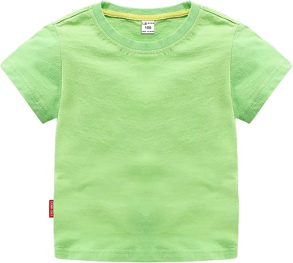 Kids Solid Color Short Sleeve T-Shirts for Boys Girls Summer Crewneck Basic Tee Shirt Toddler Baby Undershirt Tops - 1