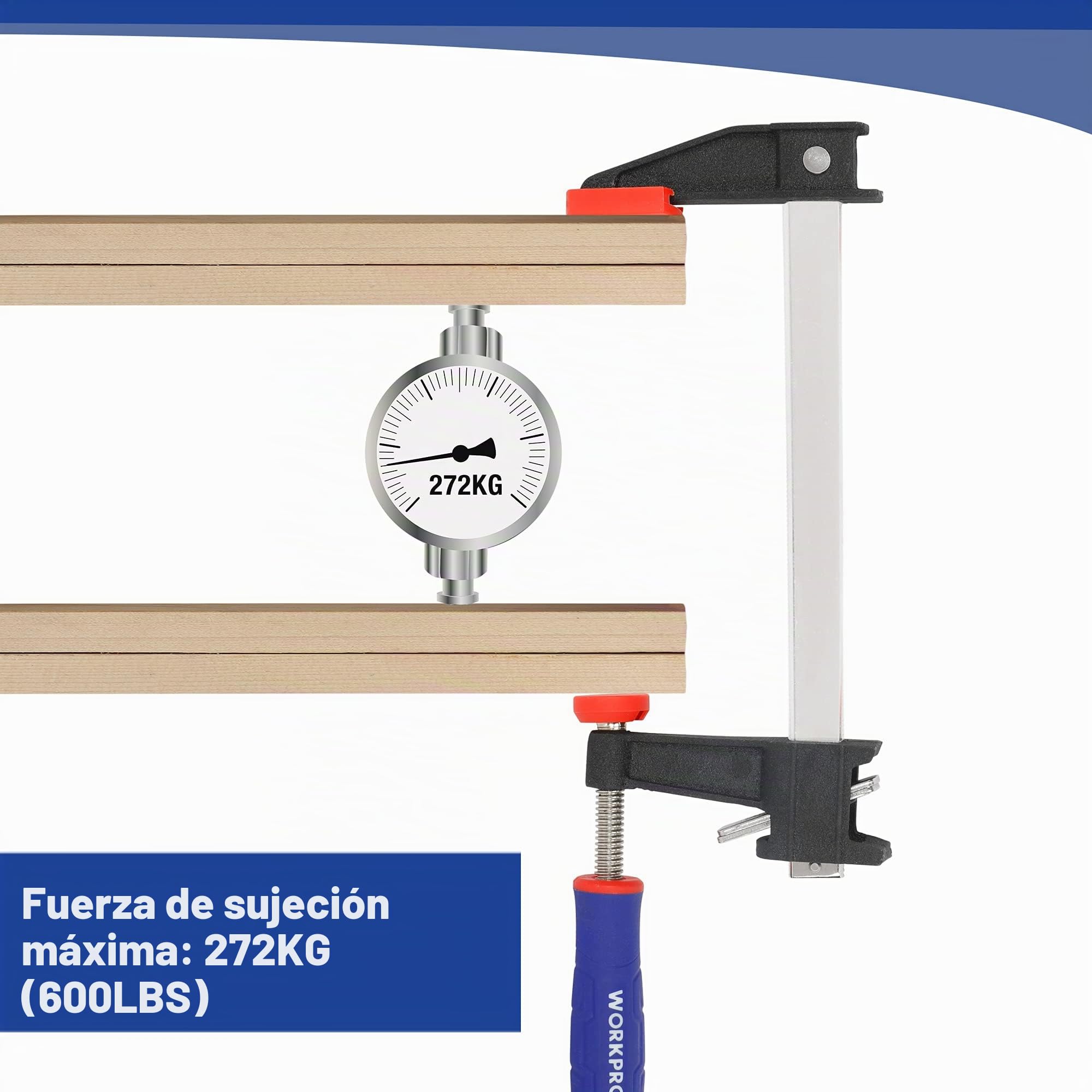 WORKPRO Sargento de Barra 2 Piezas, Juego de Abrazadera de Barra Metálica 300mm, Sargento de Tornillo de Liberación Rápida, Fuerza Máxima de Sujeción 272kg para Carpintería Madera | Sargentos de Tornillo con Liberación Rápida, Fuerza Máxima de Sujeción de