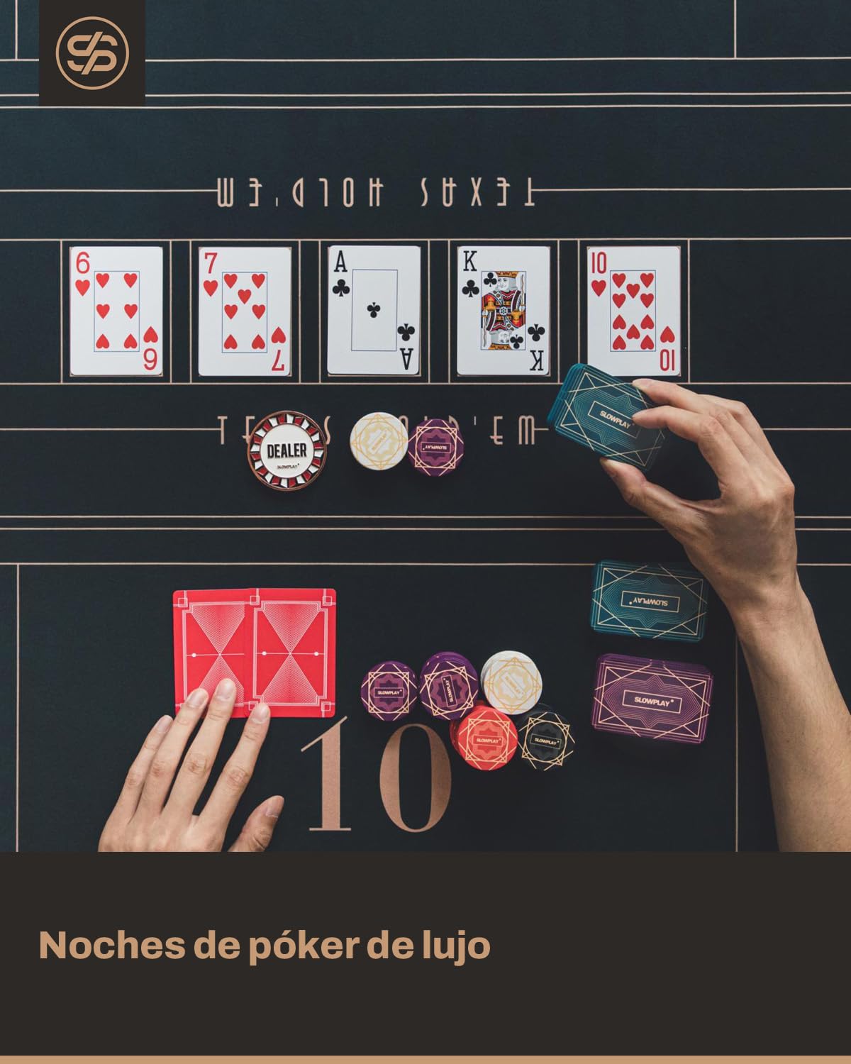 SLOWPLAY Placas rectangulares de fichas de póquer en Negro, Paquete de 10 Piezas, Placas Profesionales de Estilo Europeo sin denominación, Compuesto de cerámica de 34 Gramos