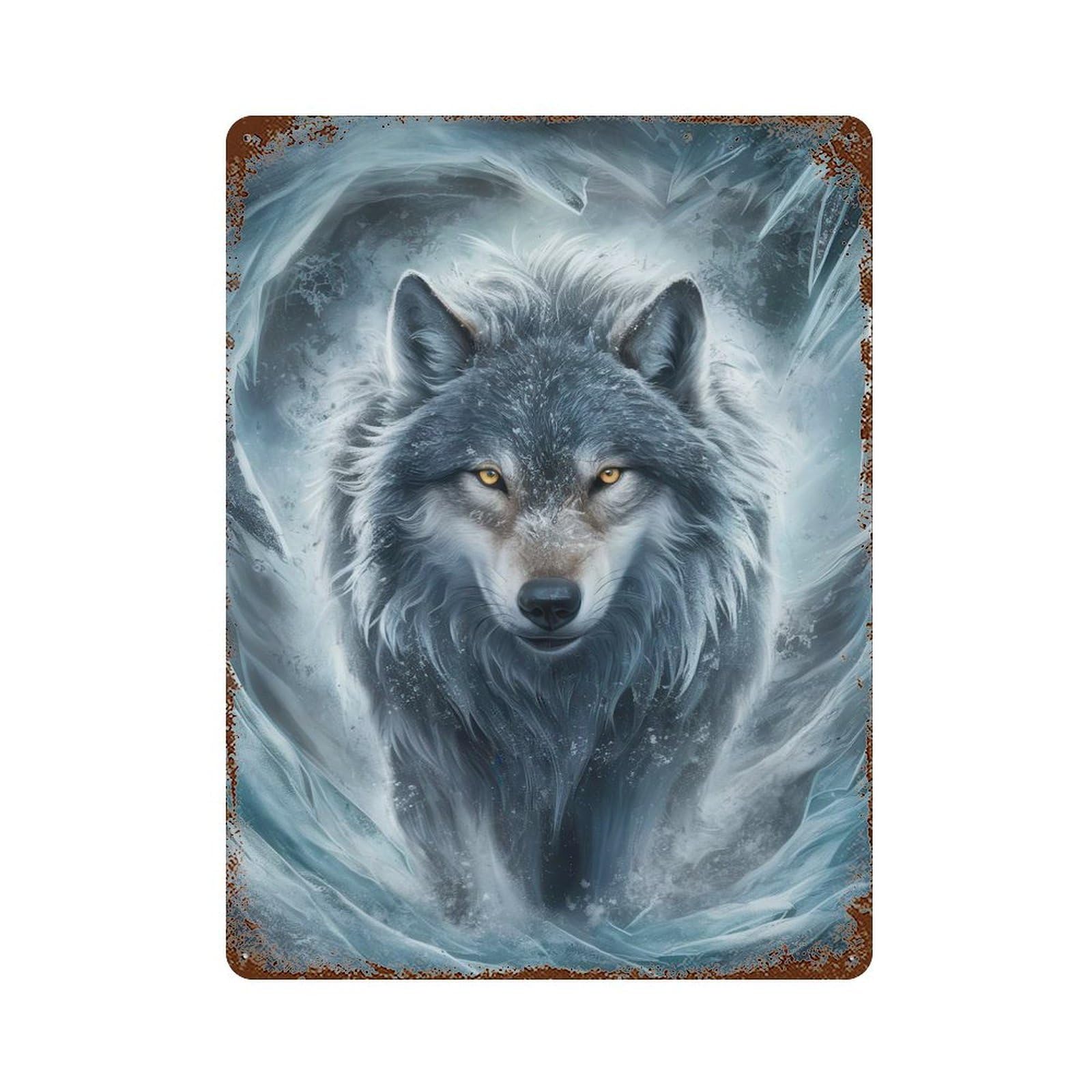 Ice Age Wolf Decorative Tin Sign 15.7"x11.8", for Bistro, Counter And Cafe Decor, Retro Wall Decor