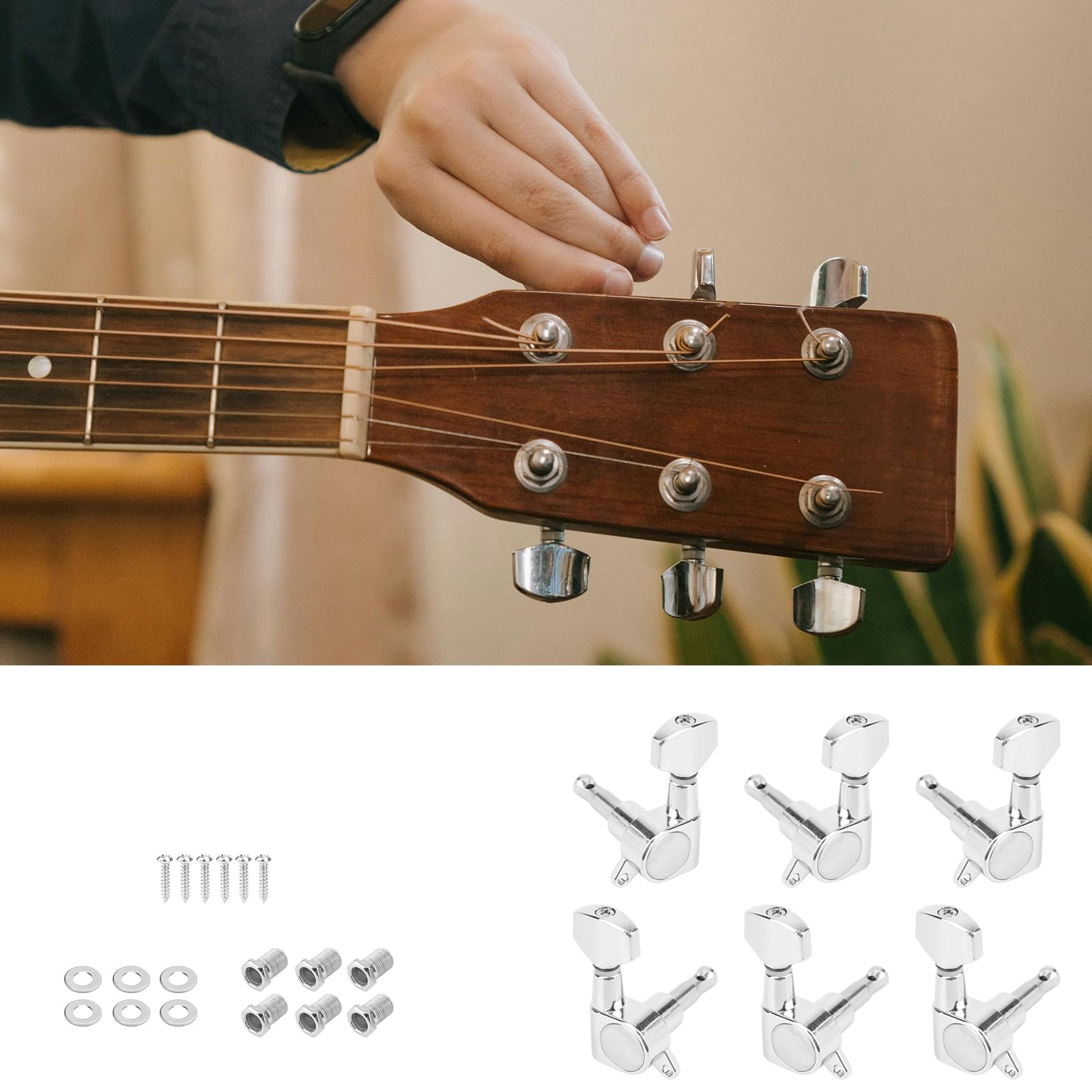 Guitar CHROME TUNER KNOBS Tuning Machine Buttons 6-Inline 3 3 Gotoh Grover * BLEM Guitar CHROME TUNER KNOBS Tuning Machine Buttons 6-Inline 3 3 Gotoh Grover * BLEM