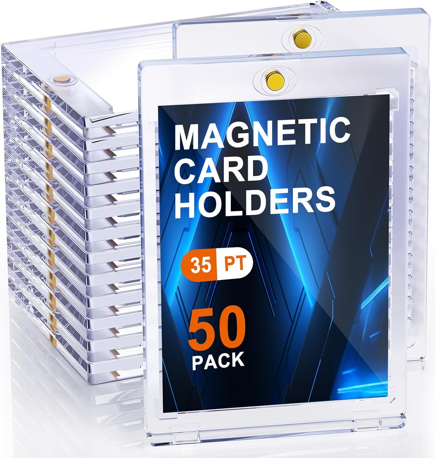 30pcs 100pt Magnetic Card Holders, One Card Touch Holder for Trading Cards, Baseball Card Protectors Hard Plastic, Magnetic Thick Card Display Case for Sports Cards, Game Cards