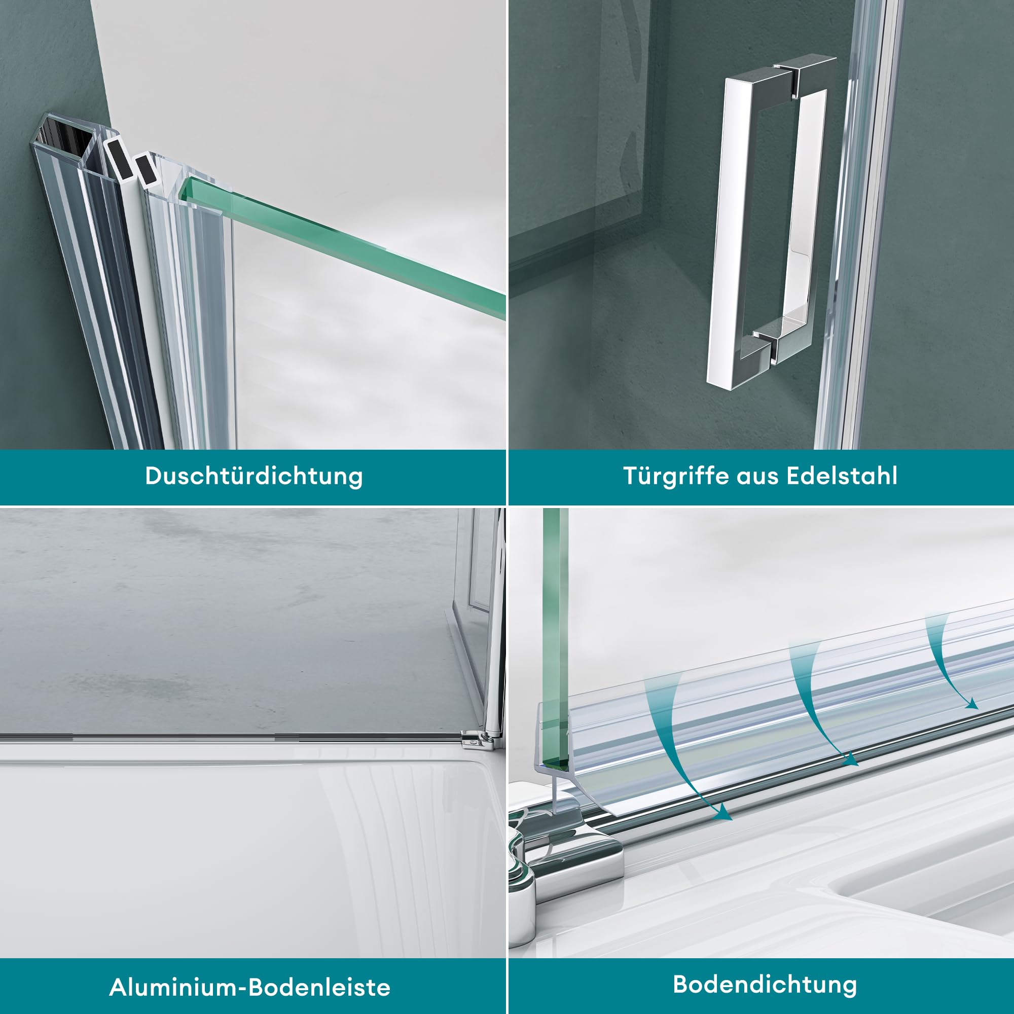 Mai & Mai Duschtür Drehtür Schwingtür 90x195cm Nischentür Dusche Klarglas