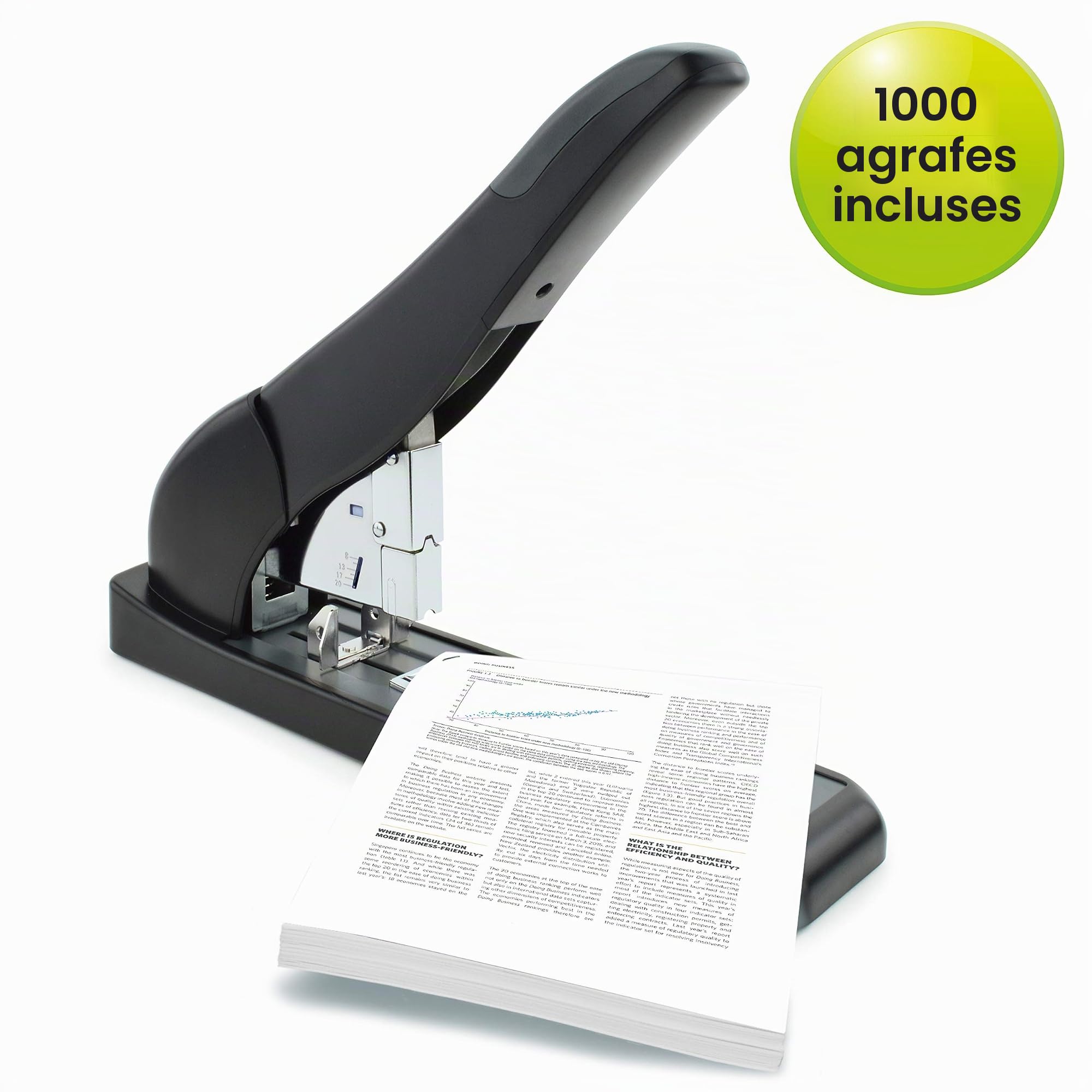 Rapesco 1551 ECO HD-210 Agrafeuse et 1000 Agrafes 923/15mm, Noir | Usage intensif, 210 Feuilles Capacité