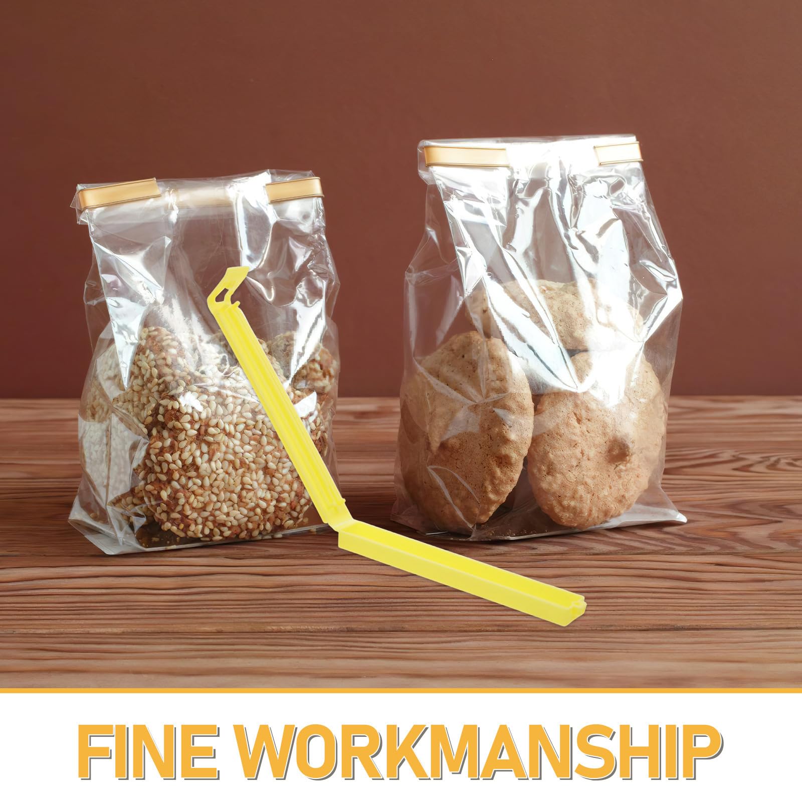 Healifty 100 Stück Wiederverwendbare Verschlussklammern für Plastiktüten: Snack-Verschlussklammern für Chips, Brot, Kaffee, Organisation, Küchenaufbewahrung, Gelb