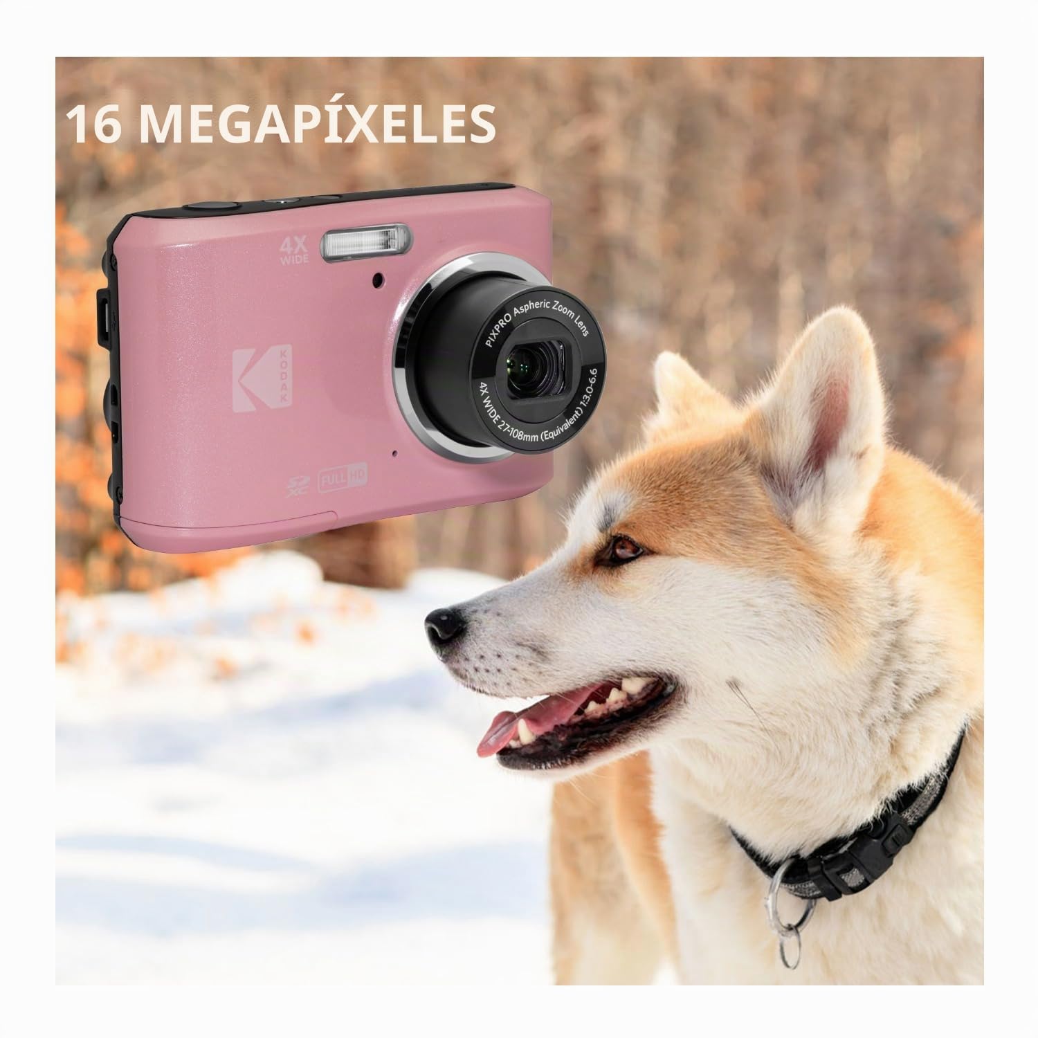 Kodak PIXPRO FZ45 Friendly Zoom - Paquete de cámara digital de 16 MP (rosa pastel) | Tarjeta de memoria, 1080p Full HD, (2 artículos)