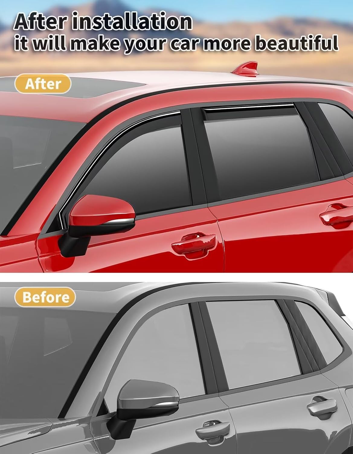 in-Channel Window Rain Guards Fit for Honda CR-V CRV 2023 2024 2025 2026 Extra Durable Window Visors Window Deflectors Vent Visors Vent Shades Car Accessories-4 pcs 2-Q03