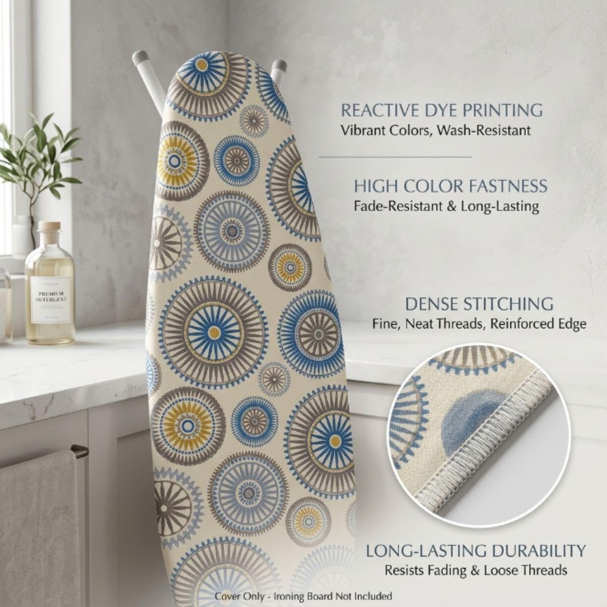 Copriasse Da Stiro Traspirante Con Imbottitura E Chiusura A Coulisse | Fodera Per Asse Da Stiro In Cotone Ricambio Universale, Misura 120x40 Cm E 125x45 Cm, Lavabile(Dot,L147 x W58 CM)