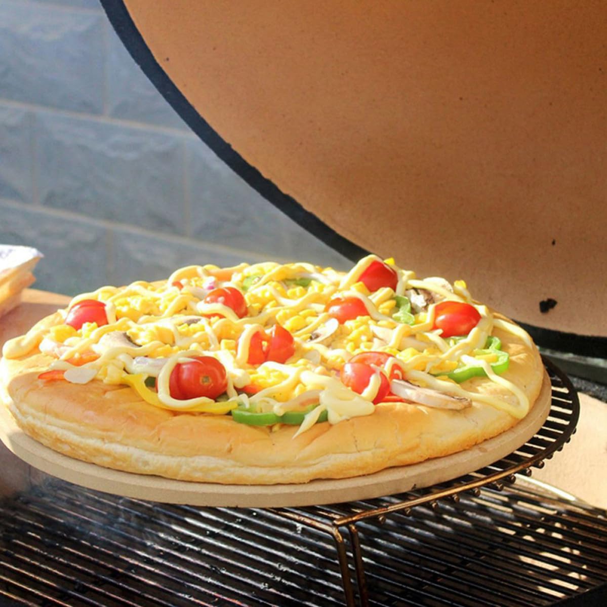 Abaodam Cordierit Pizzastein Weiß Hitzebeständig und Wasserabsorbierend Praktisches Backzubehör für Ofen und Holzkohlegrill zum Pizza Backen