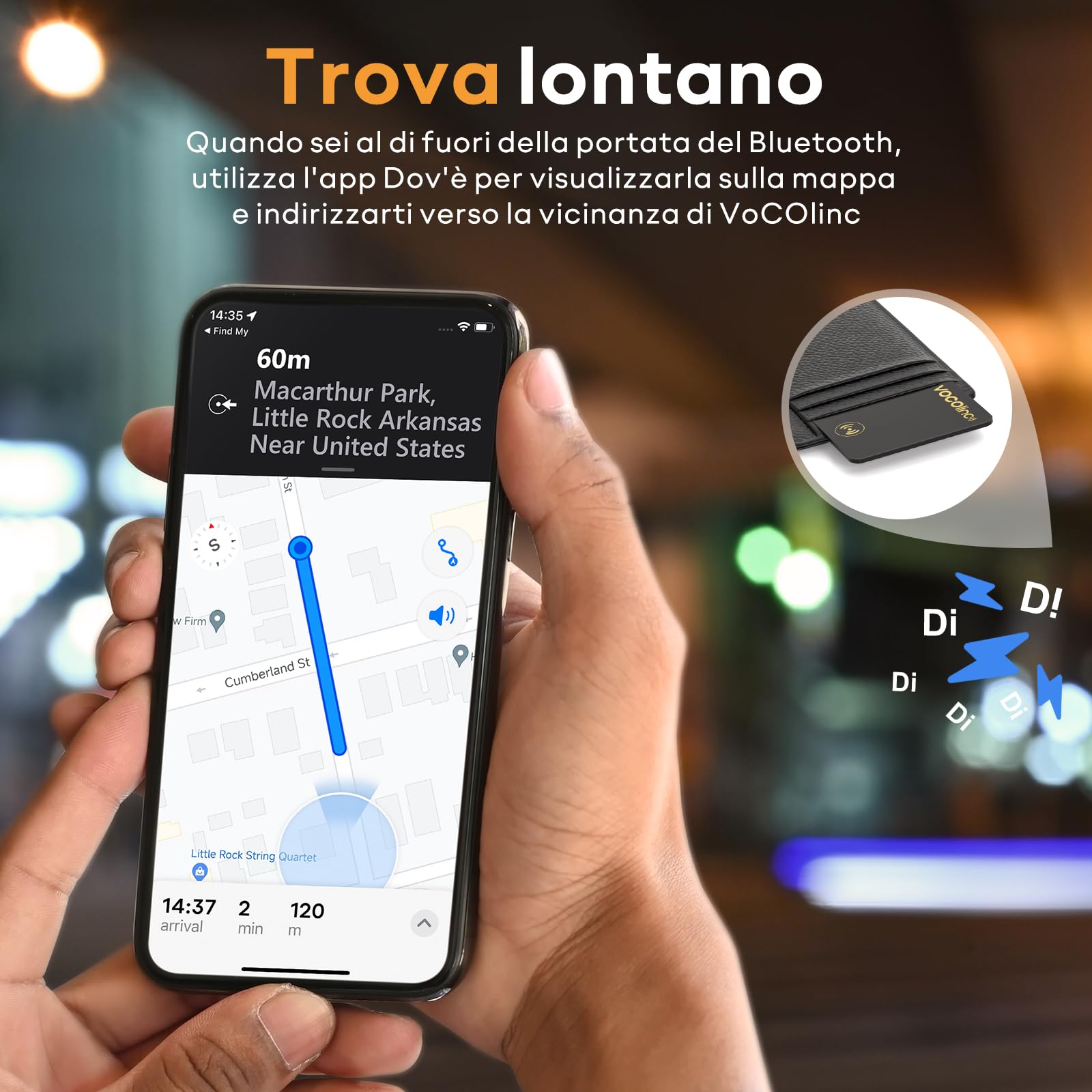 VOCOlinc Smart Air Tag Card Bluetooth, Wallet Tracker Thin 1.6mm Compatibile con Apple Dov’è (solo iOS, NON per Android), Localizzatore Portafogli Trova Oggetto per Bagaglio/Valigia/Passaporti, Nero