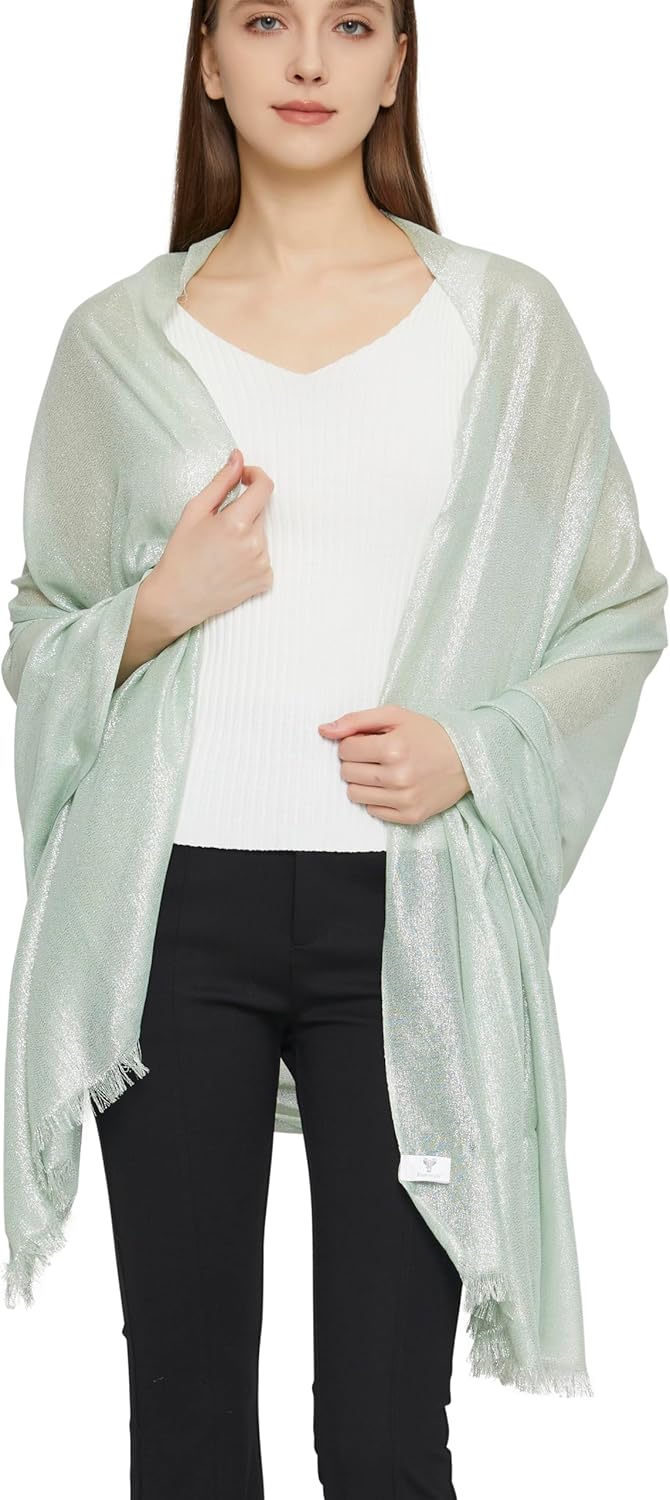 PANTONIGHT Women's Sparkling Metallic Evening Shawl Lightweight Wedding Shawl Extra Large Dressy Shawls and Wraps for Party - Image 3