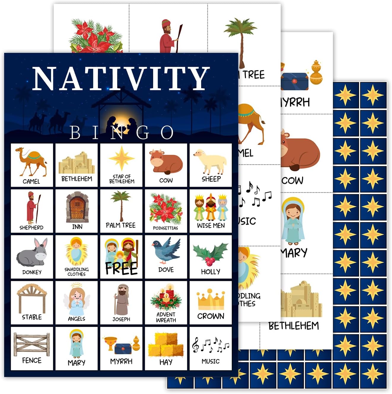 Christmas Bingo Party Game for 24 Players - Family Activities, Party Supplies, Favor Gifts for Women - JY961