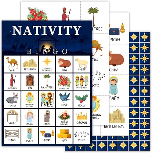 Miniatura 7 de Juegos de fiesta de bingo de Navidad con 24 jugadores, juegos de fiesta de Navidad para mujeres, suministros de fiesta, actividades familiares