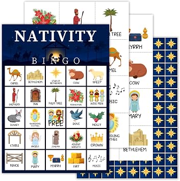 Christmas Bingo Party Game for 24 Players - Family Activities, Party Supplies, Favor Gifts for Women - JY961