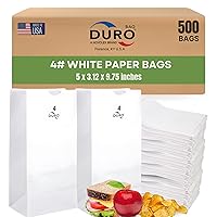 Vista 15 de Duro 8# Bolsas de almuerzo de papel blanco, 500 unidades, bolsas de papel blanco a granel para pan, bagel, delicatessen y restaurante, comida