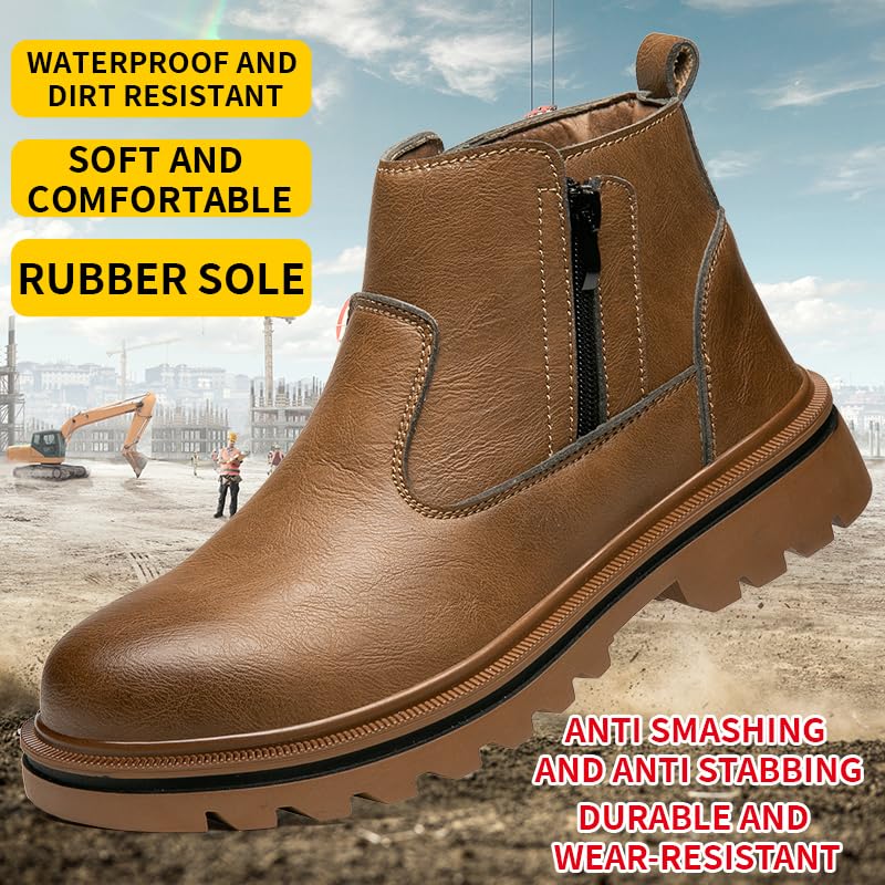 Image of Women's Steel Toe Boots Waterproof Lightweight Construction Safety Shoes