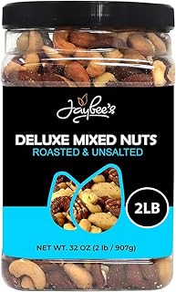 Jaybee's Unsalted Mixed Nuts 32oz - Gourmet Roasted Cashews, Almonds, Pecans, Hazelnuts, Brazil Nuts | Keto Vegan Kosher No Peanuts