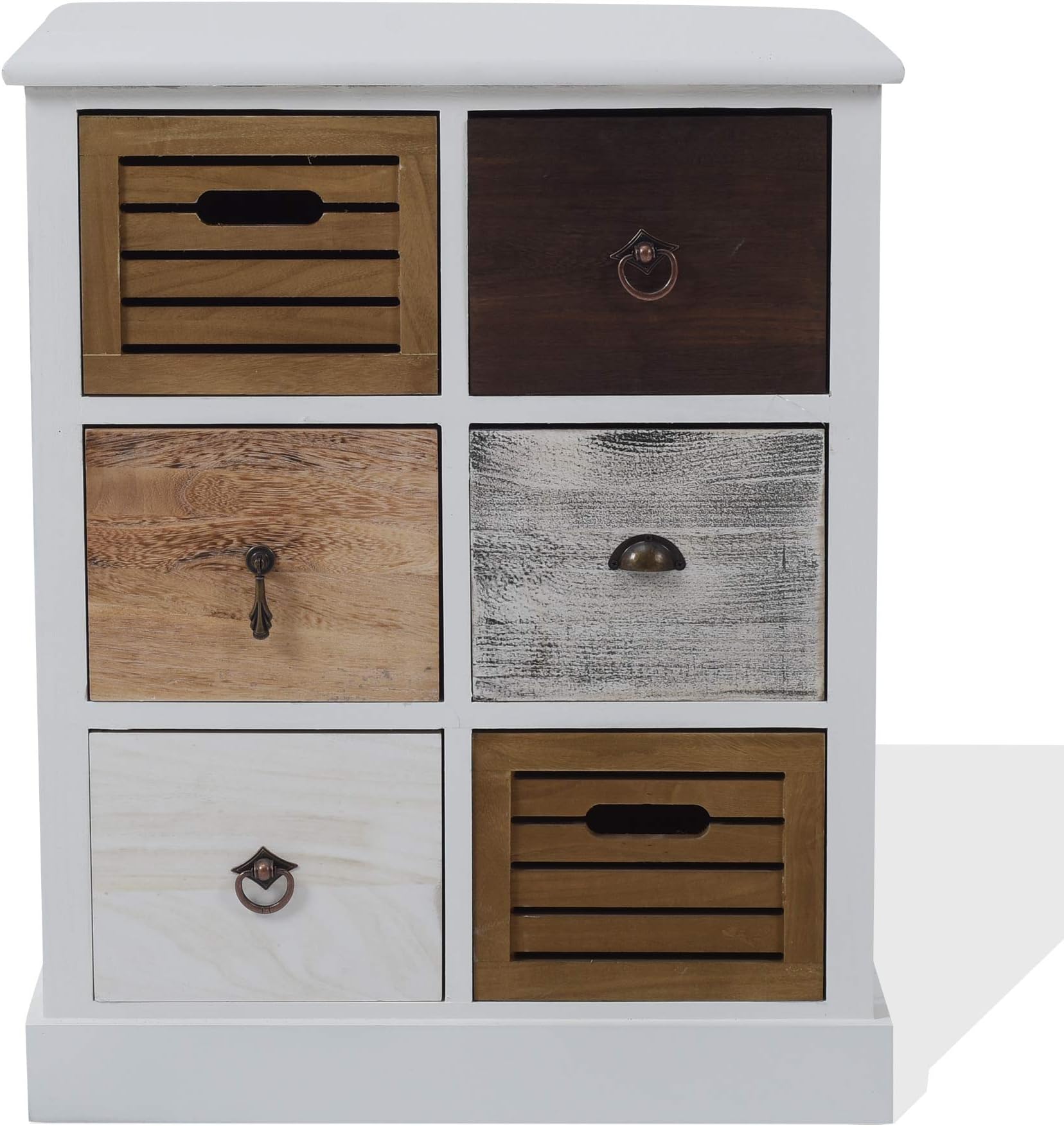 Rebecca Mobili Cabinet Furniture Sideboard 6 Drawers Brown White Grey Urban Retro Vintage Bathroom Bedroom Kitchen - 68 x 56 x 27 cm (H x W x D) - Art. RE4615