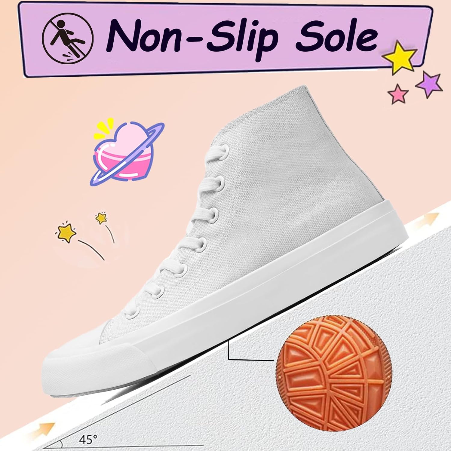 Kids Canvas Sneakers for Girls Boys High Top Canvas Fashion Shoes Comfortable Classic Casual Lace up Walking Running Shoes - Image 4