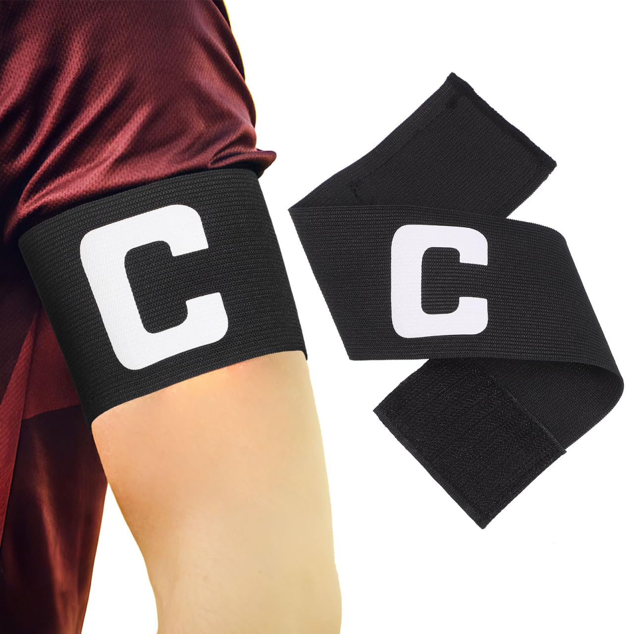BESPORTBLE Football Captain Armband for Adult & Youth, Elastic Soccer C Arm Band for Training Matches, High-Visibility Team Sports Gear, Adjustable Player Band, 1 Unit