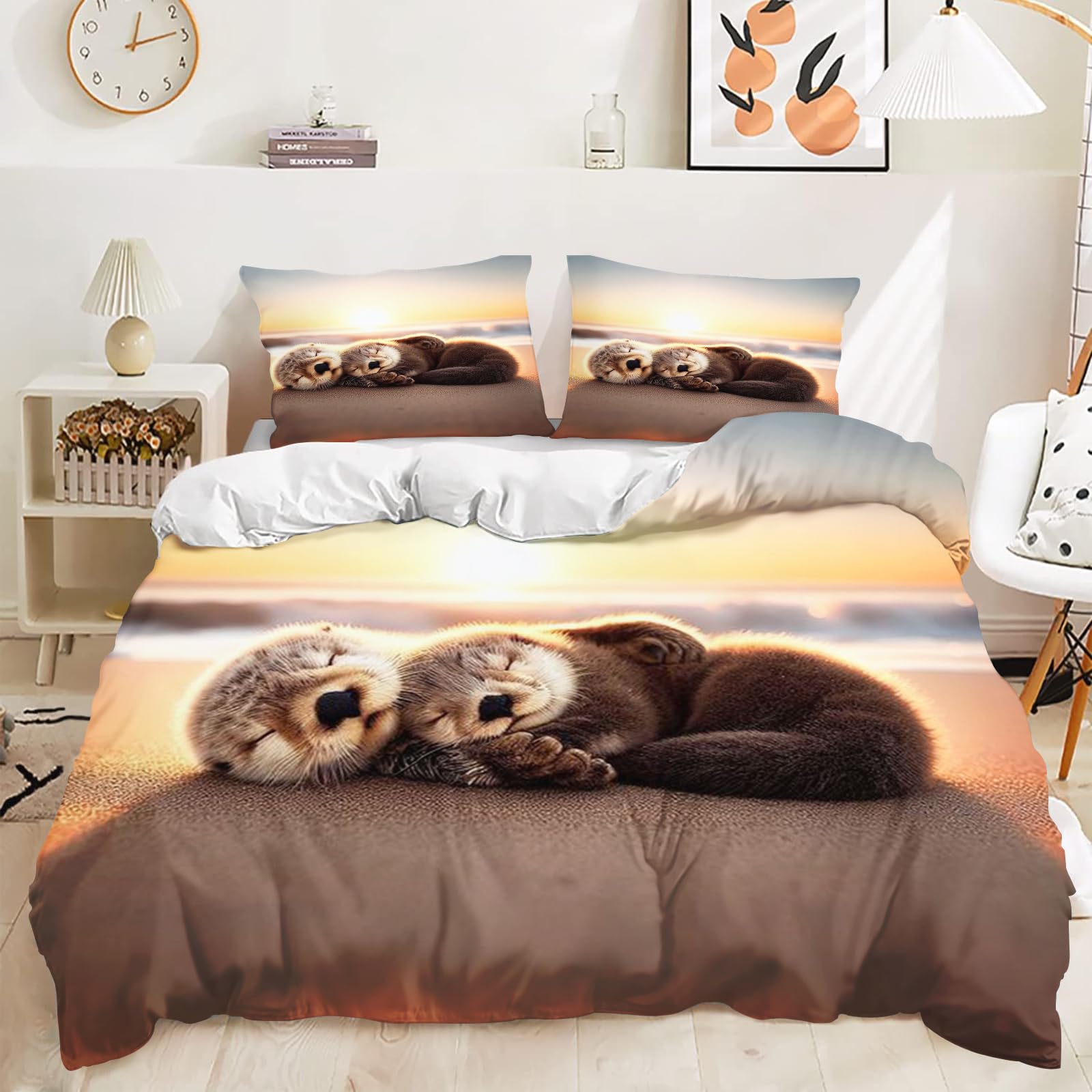 Parure de lit loutres 3D pour une chambre d'enfant ou d'adulte pleine de tendresse et de douceur