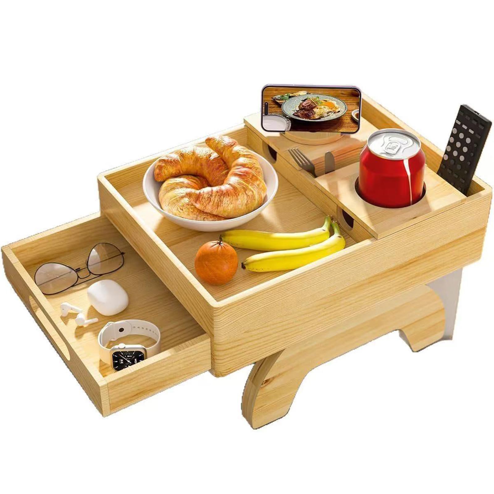 Bandeja para Reposabrazos para Sofá Flexible,Mesa Plegable para Reposabrazos De Sofá,DiseñO De Ranura para Tarjetas,con Soporte para Tazas,para Aperitivo Mandos A Distancia