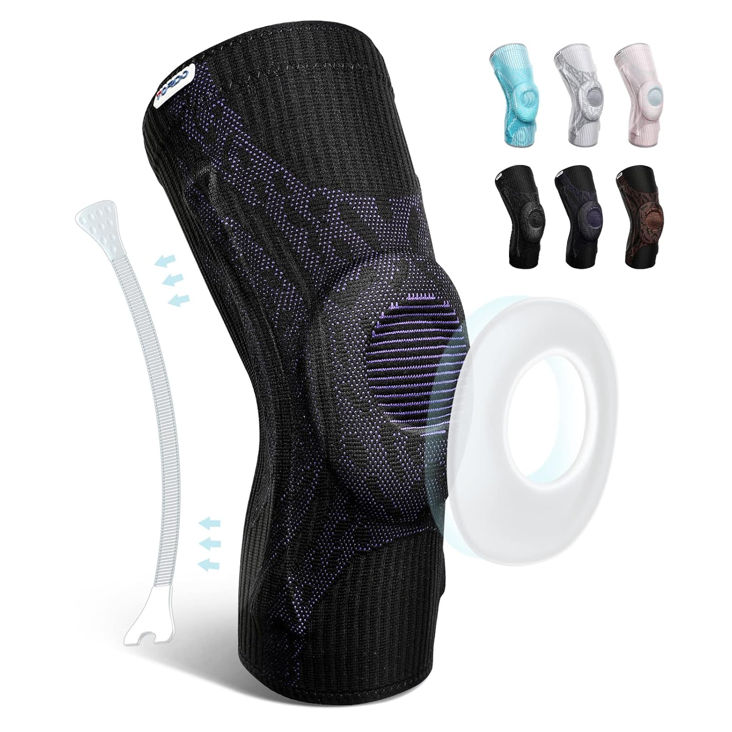 TORDO Knee Brace Compression Knee Sleeves Gel Pad Support & Side Stabilizers for Knee Pain, Patella Tendon Stabilizing, Meniscus Tear, Joint Pain Relief ACL for Man & Women Gym Weightlifting, Running