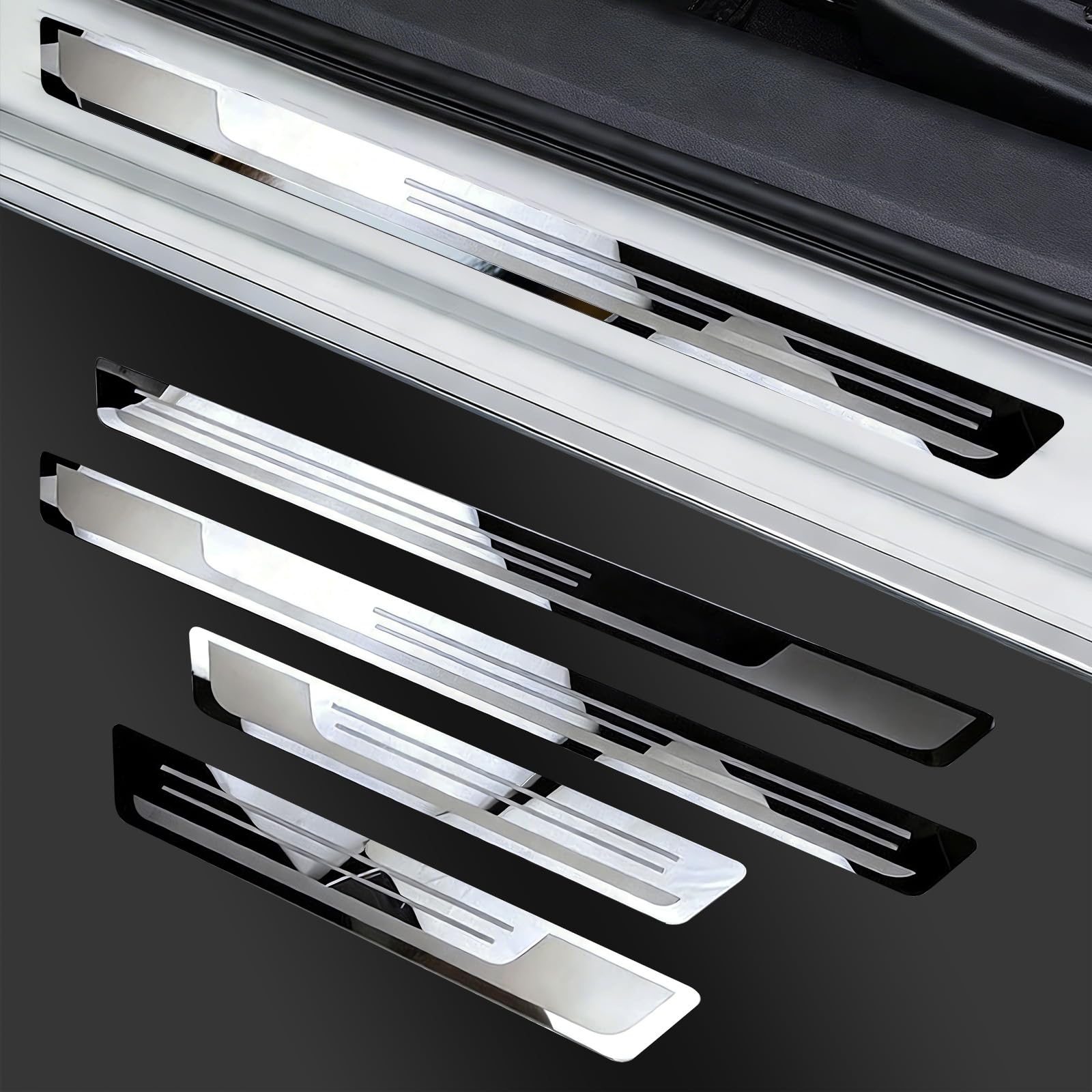 LXFDAFA 4PCS Car Door Sill Protectors for Peugeot 3008 E3008 P64 2024 2025 2026, Door Entry Guard, Car Door Sill Scuff Plate Stainless Steel Decorative Trim Strips