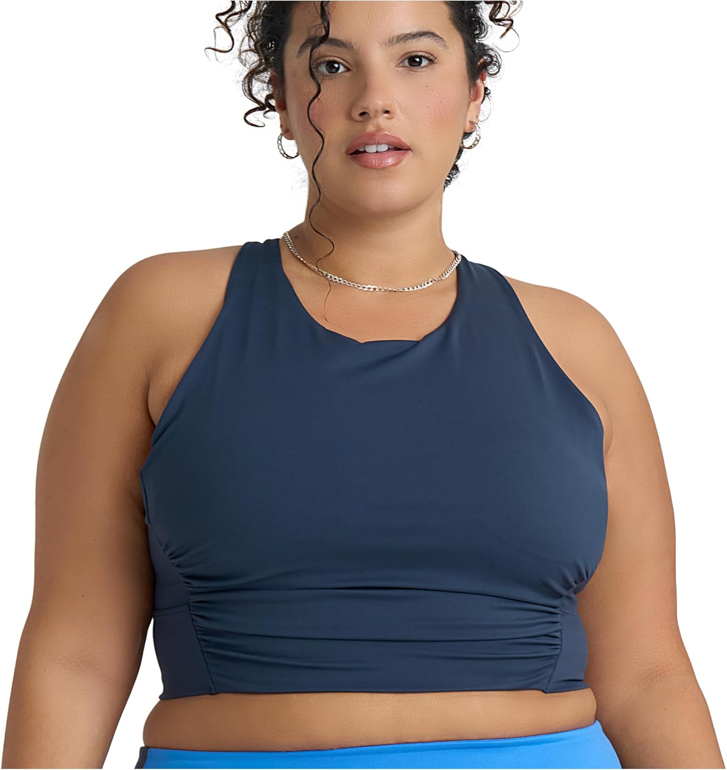 POPSUGAR Long Line Sports Bra Women, Workout Crop Tops for Women Longline Criss Cross Gym Yoga Tops with Built in Bra - Image 2