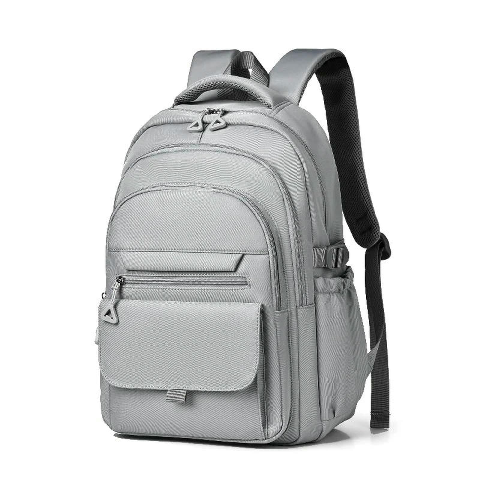 Hsqfcbd Grey School Bag Backpack With Laptop Compartment And Multiple Pockets For Middle School, High College Students