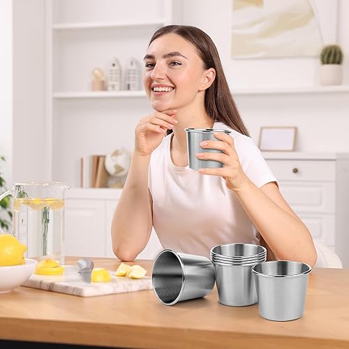 Miniatura 6 de Resinta - Juego de 6 vasos de acero inoxidable de 5 onzas, de metal, inastillables, apilables, para niños