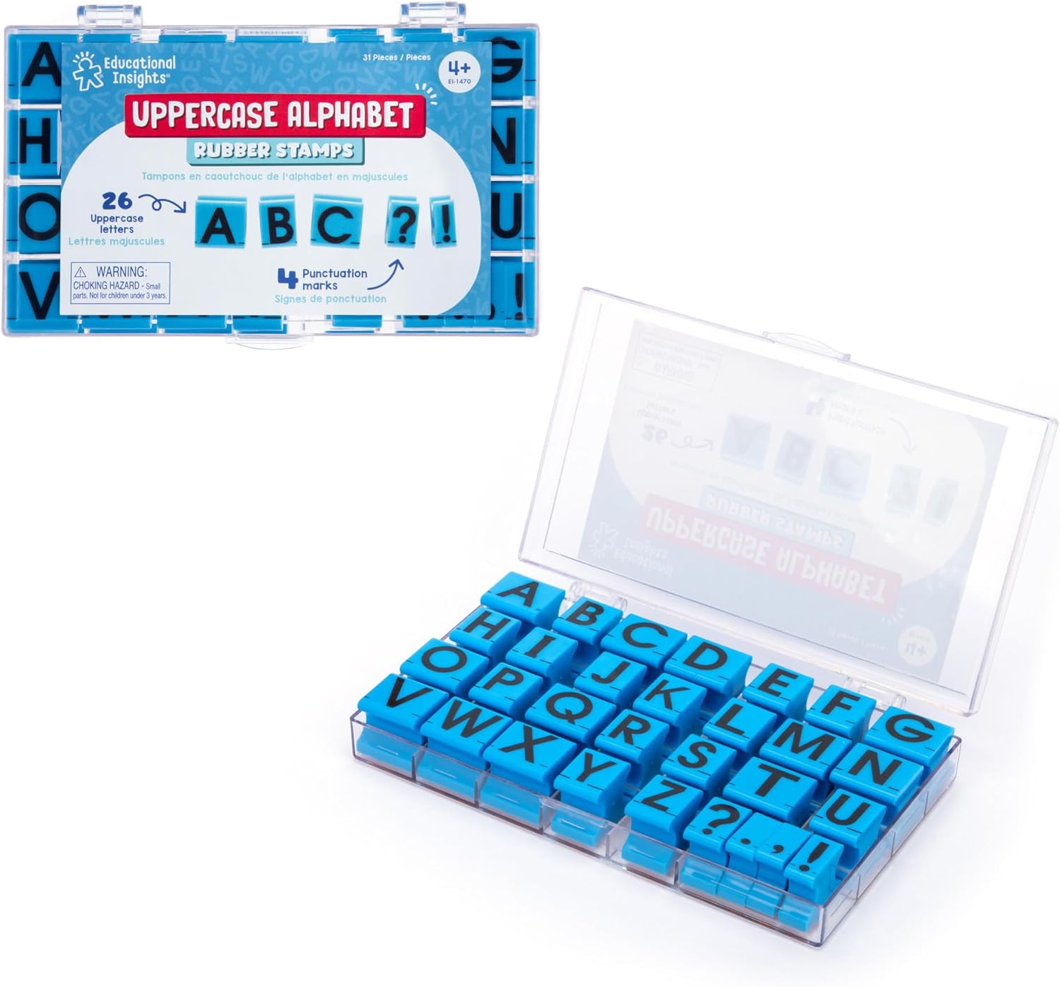 Educational Insights Uppercase Alphabet Stamps 5/8" - School Supplies for Teachers or Homeschool, Preschool Classroom Essentials, Rubber Stamps for Kids Learning Alphabet Letters, ABC Stamp Set