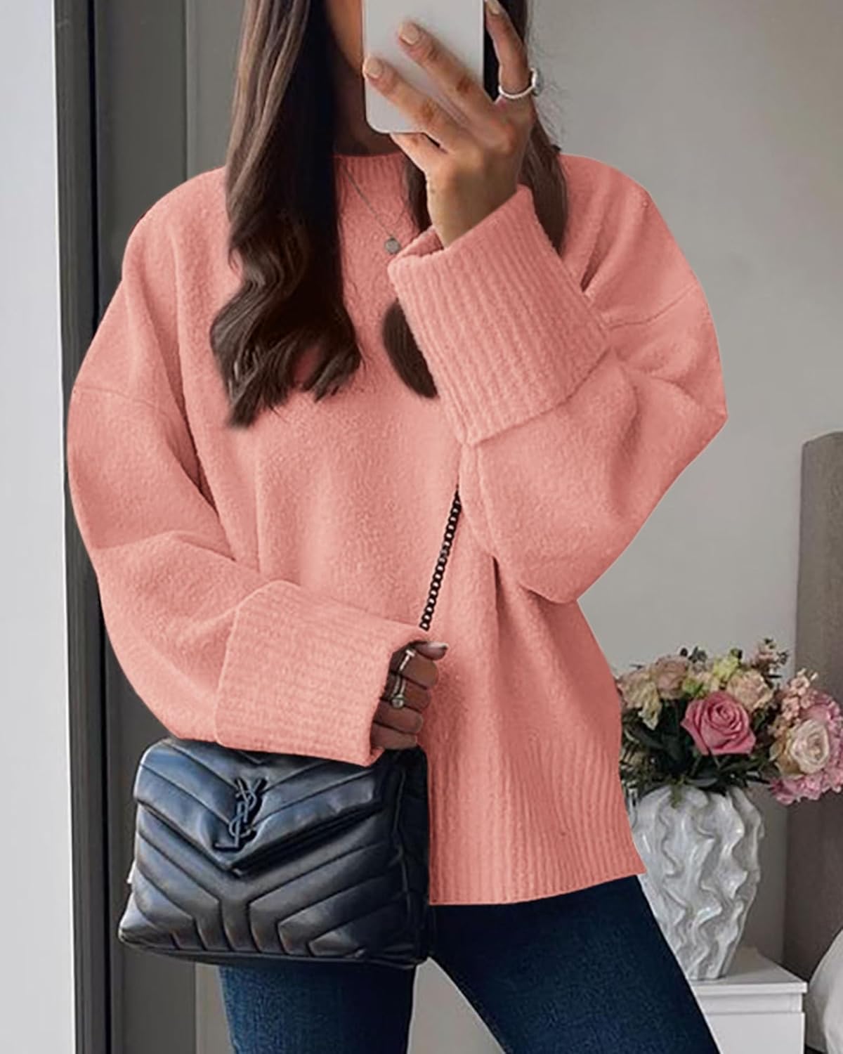 PRETTYGARDEN Women's Fall Oversized Sweaters Casual Crewneck Pullover Long Sleeve Fuzzy Chunky Knit Tops Blouse - Image 8