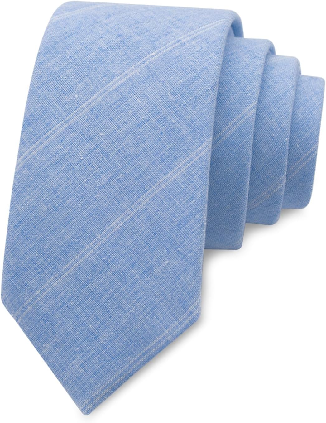 LJBFNN Mens Tie, 2.56'' Skinny Ties for Men Cotton Linen Tie Striped Neckties for Groom Groomsmen Wedding Party Prom Business