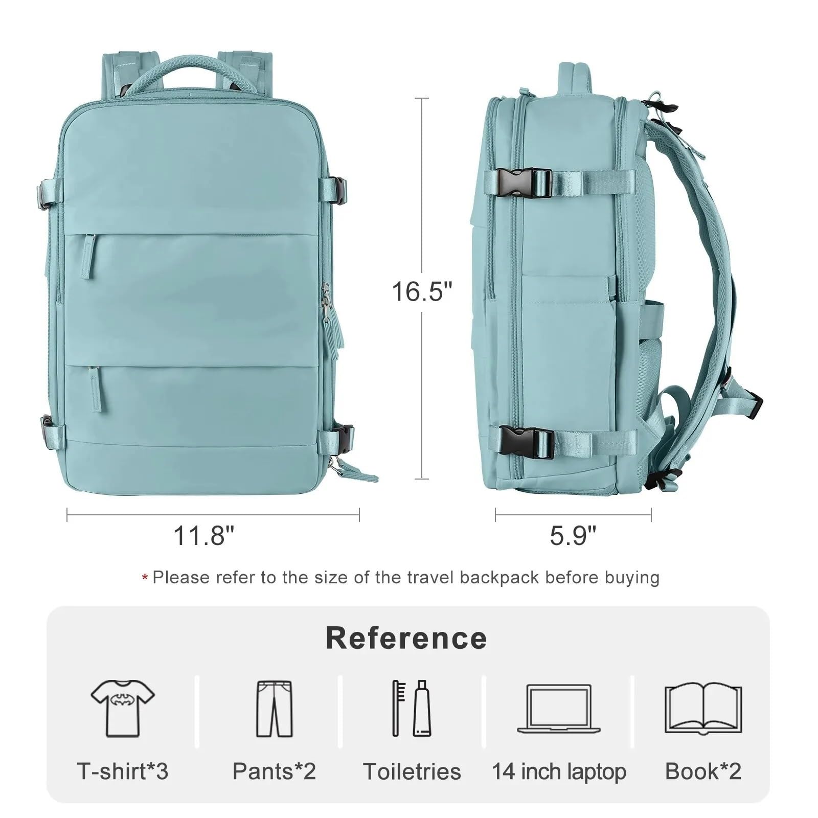 Plecak podróżny do noszenia w plecaku Torba podróżna na przedmioty osobiste do samolotu, plecak do podróży samolotem, plecak na laptopa 15,6 cala z portem ładowania USB i etui na buty, typ A z możliwo