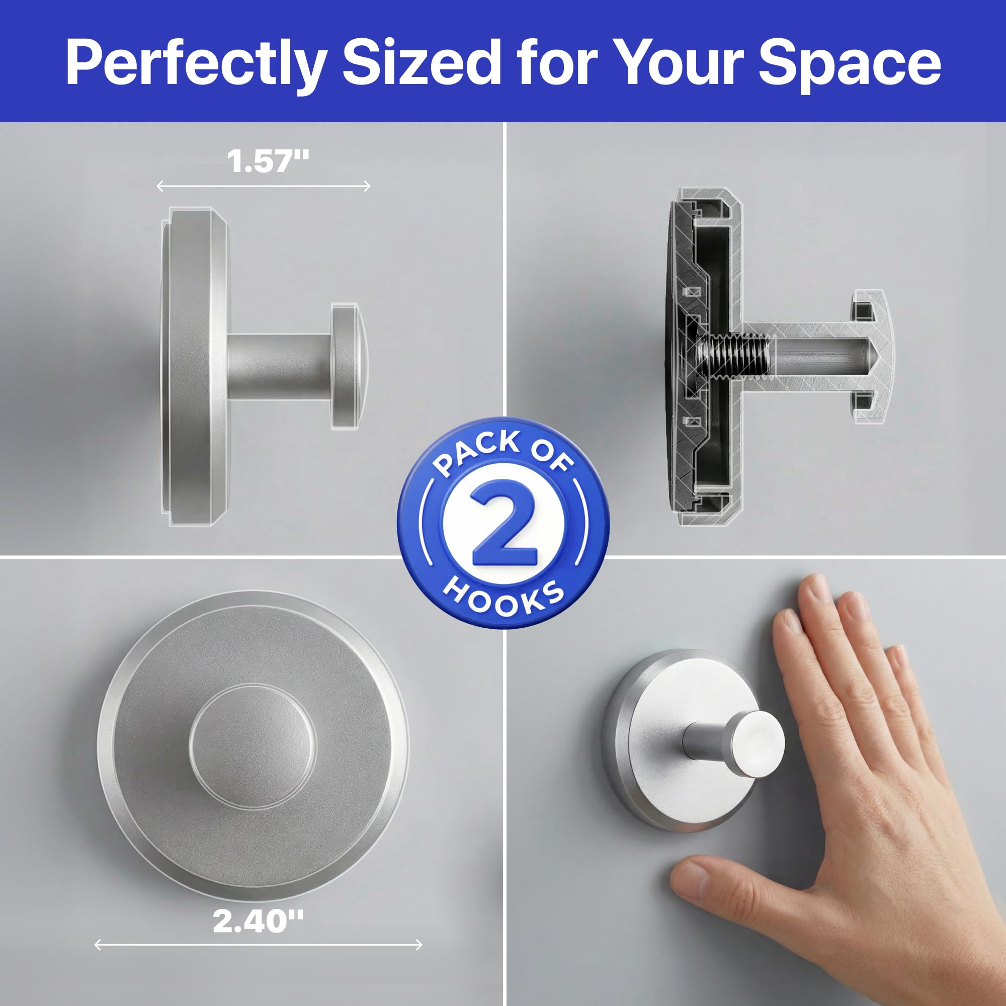 Brushed Nickel Suction Cup Hooks 2-Pack X879462