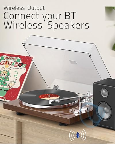 Miniatura 2 de Tocadiscos para vinilos Tocadiscos Salida inalámbrica Conectividad Transmisión por correa 33 45 RPM Velocidad Línea de teléfono USB Digital a PC
