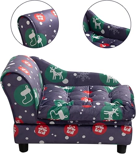 Miniatura 5 de Hollypet Sofá para mascotas con almacenamiento, sofá para mascotas para gatos y perros pequeños, sofá cama para gatos de interior, sofá de lujo para