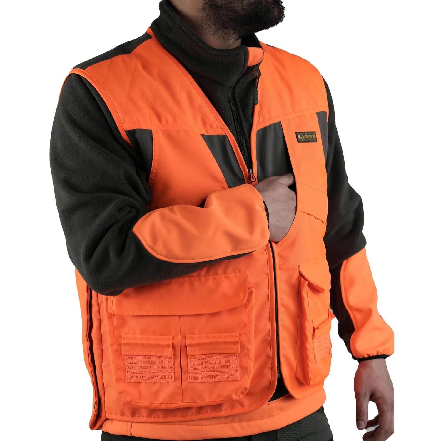 Gilet sans manches orange sanglier haute visibilita imperméable homme chasse chasseur