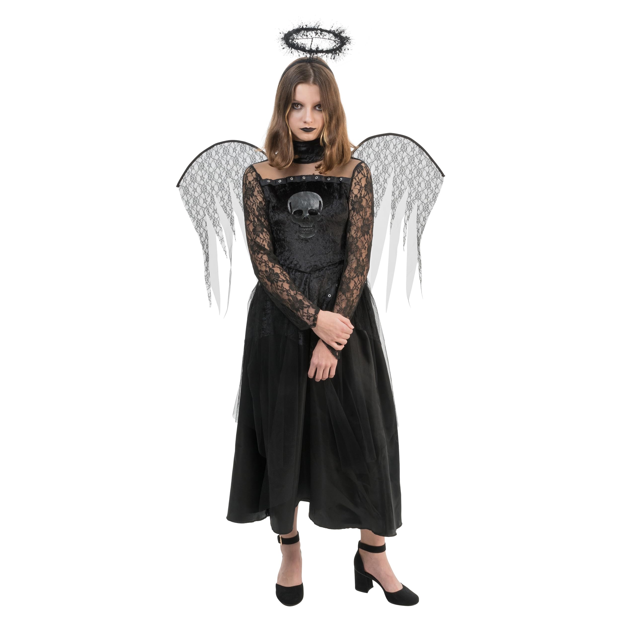 Chaks - Kids Costume Set for Girls, Skull, Wings & Headband Outfit for Halloween and Carnival