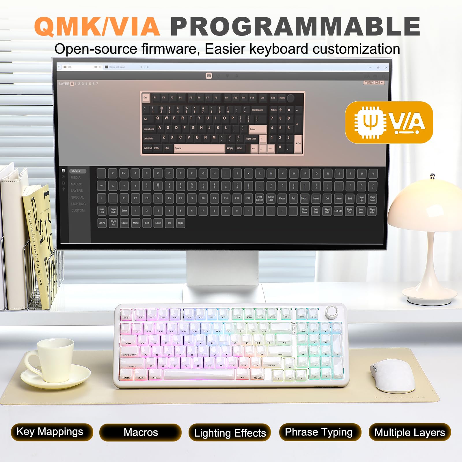 Amazon | YUNZII X98 QMK/VIA対応 ワイヤレス メカニカルゲーミング