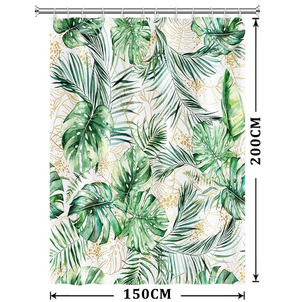 Uiiooazy Cortina de Ducha de Hoja Eucalipto, Cortinas de Ducha Verde Oro Abstracto Planta Cortinas de Baño Antimoho Impermeable Lavable Tejido de Poliéster Cortina Ducha con Ganchos 90x180cm — view 315