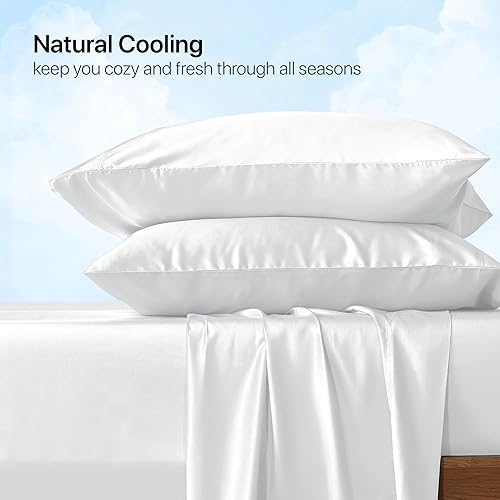 Miniatura 4 de NATUREFIELD Juego de sábanas de cama tamaño King dividido (4 piezas), 100% rayón derivado del bambú, sábanas refrescantes con bolsillos profundos