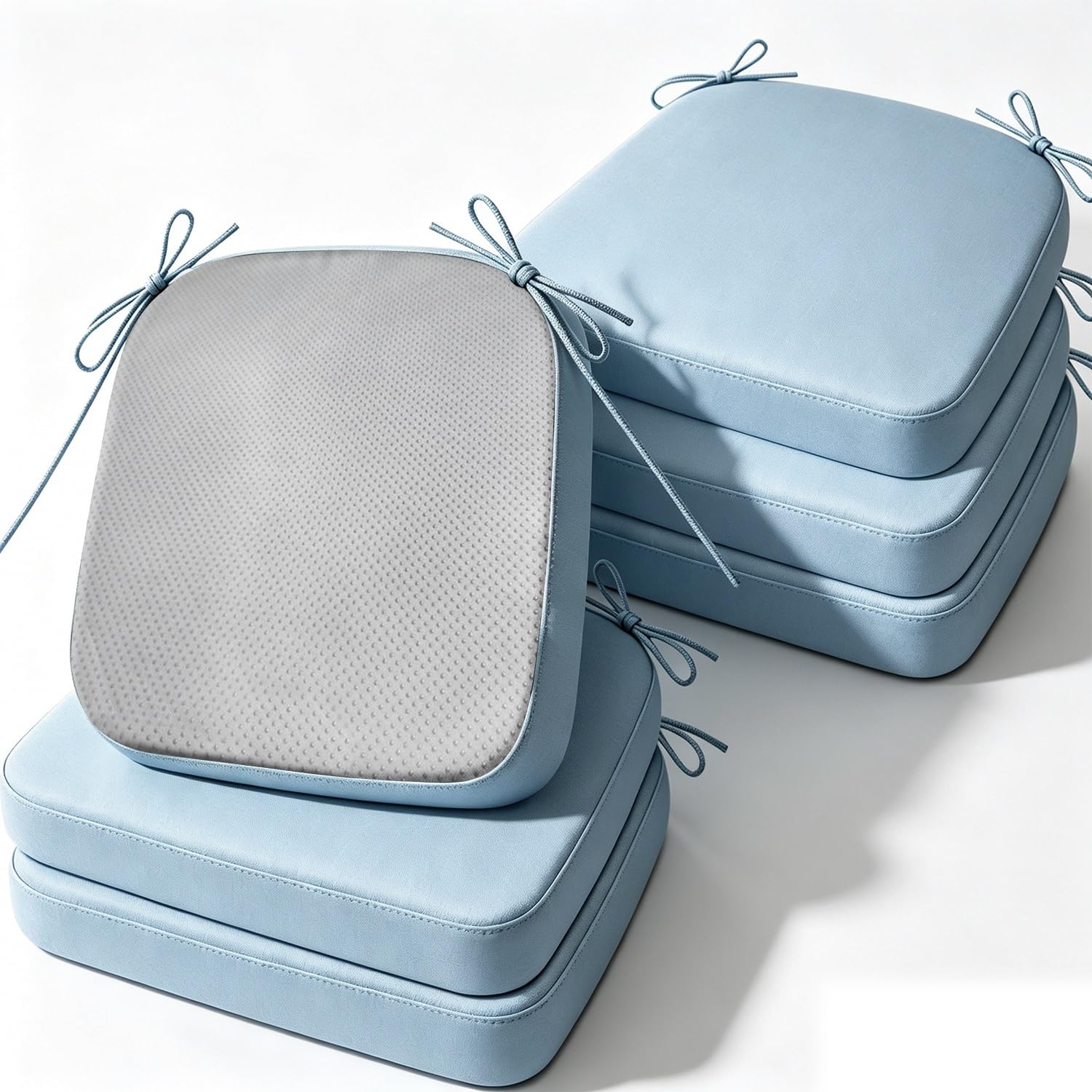 Cafusesdd Cafusedd Anti-Slip Granules Backing Outdoor Chair Cushions Set, Fade-6 Psc Replacement Chair Cushions, Outdoor Chair Pads for Out Door/Indoor(LightBlue,17''*16'')