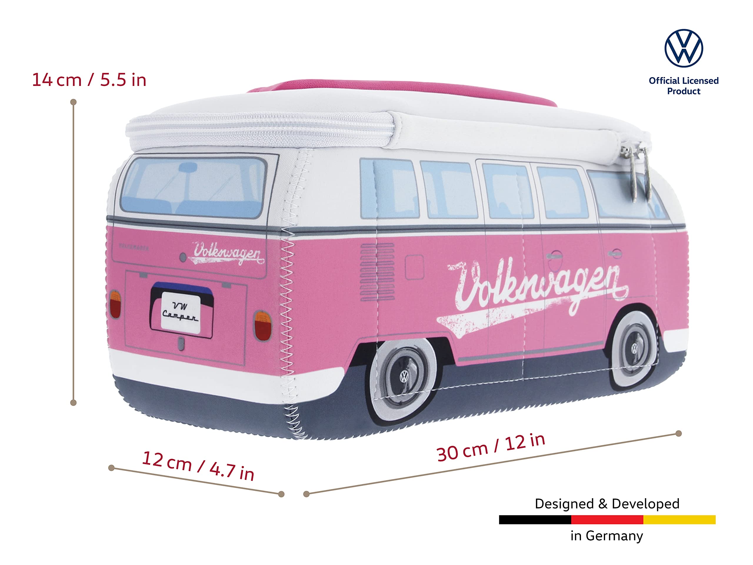 BRISA VW Collection - Volkswagen Neoprene Universal Makeup Cosmetics Toiletry Travel Pharmacy Bag in T1 Bus Design (Pink/Small) - Image 3
