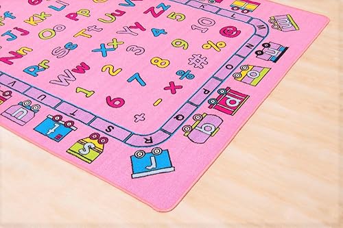 Miniatura 5 de Handcraft Rugs, tapete para niños para jugar, educativo, con gel antiderrapante, diseño con gráficos coloridos, Polipropileno, Hot Pink