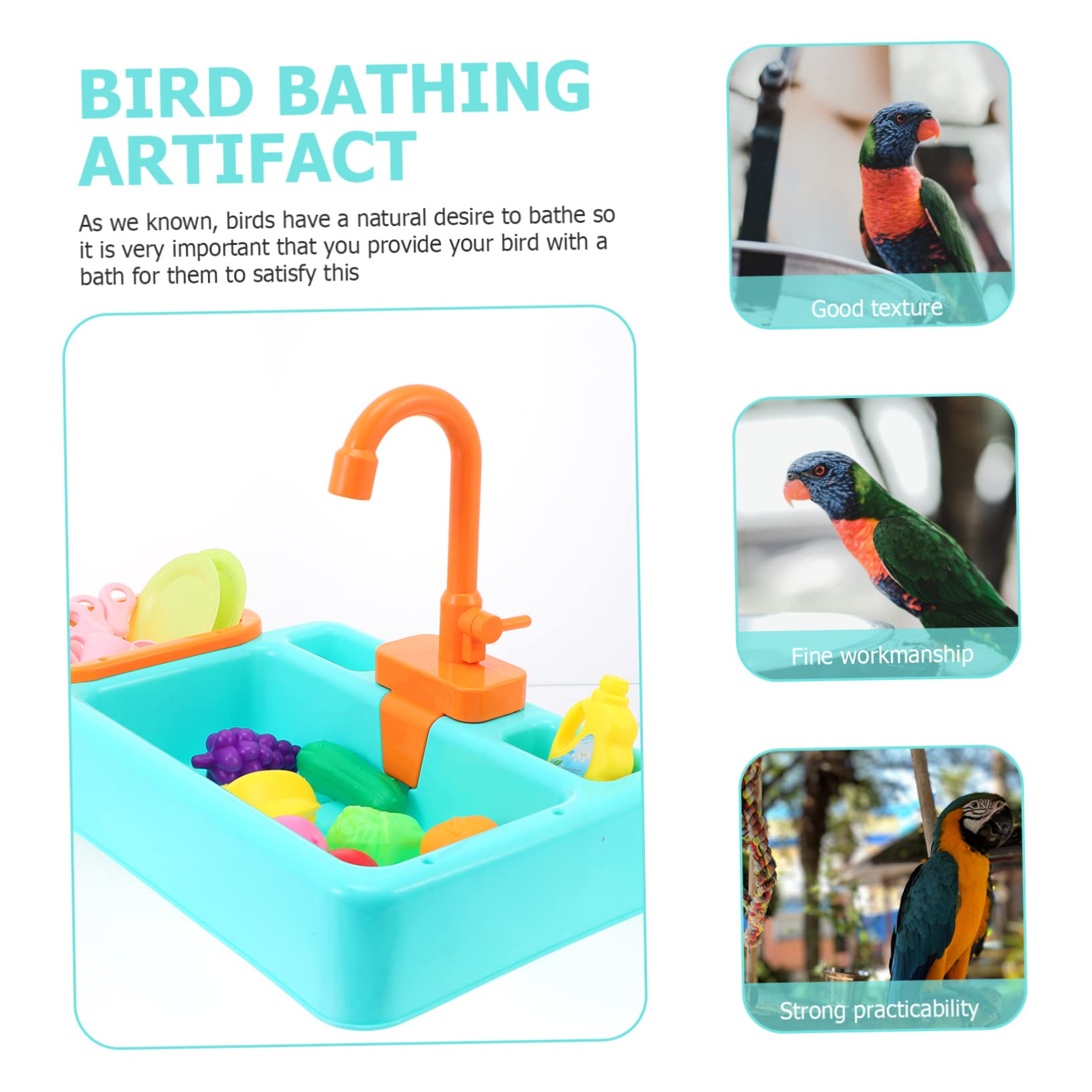 Bassin de Bain à Oiseaux Vert, Circulation D’Eau Automatique, Lot 1 | Abs Plastique, 2 Piles Aa Non Incluses, pour Perroquet et Autres Oiseaux, Usage